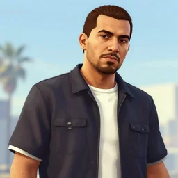 hipolito mejia in gta v, cover art by stephen bliss, artstation, no text