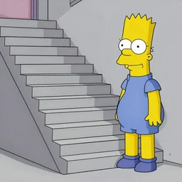 the simpsons drawn in the style of escher, stairs, Tessellation
