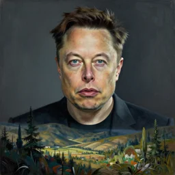 A painting of Elon Musk in style of Beksinski. Very detailed