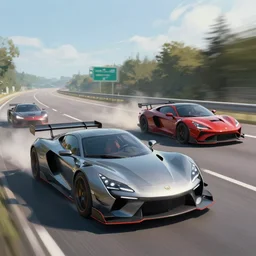 modern cars racing on a highway, digital painting, mixed media, trending on artstation and deviantart, epic composition, highly detailed, 8 k