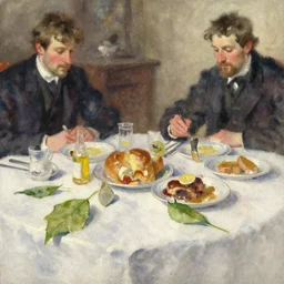 paint brush strokes, abstract watercolor painting of deliciousness on table cloth, leaves, art by hans dahl, by jesper ejsing, art by anders zorn, wonderful masterpiece by greg rutkowski, cinematic light, american romanticism by greg manchess, creation by tyler edlin