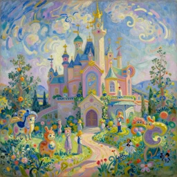 impressionist painting of imaginationland, whimsical, joyful, colorful, vibrant