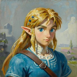 Impa from Zelda oil on canvas, intricate, portrait, 8k highly professionally detailed, HDR, CGsociety