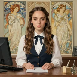 a fantasy young natalie portman bankteller, fantasy, portrait, sharp focus, intricate, elegant, digital painting, artstation, matte, highly detailed, concept art, illustration, ambient lighting, art by ilya kuvshinov, artgerm, alphonse mucha, and greg rutkowski