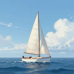 A lonely sailboat at sea, a magical summer, trending on artstation, 50mm, by Noah Bradley
