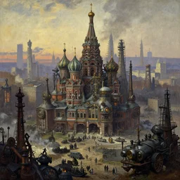 a large dieselpunk and steampunk cityscape at dusk in russion during the 1 9 1 0 revolution, winslow homer, craig mullins, greg rutkowski, james gurney