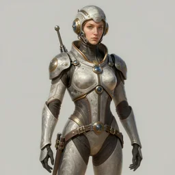 A full portrait of a scifi explorer, intricate, elegant, highly detailed, digital painting, artstation, concept art, smooth, sharp focus, illustration, art by Krenz Cushart and Artem Demura and alphonse mucha