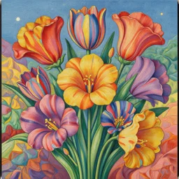 ( ( ( ( ( beautiful flowers with geological stripes ) ) ) ) ) by mœbius!!!!!!!!!!!!!!!!!!!!!!!!!!!, overdetailed art, colorful, record jacket