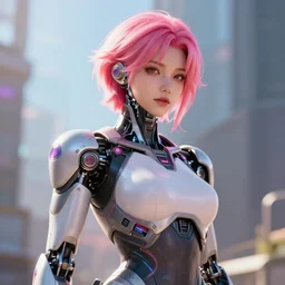 kim hyun joo as a cyborg with rose hair, cyborg, warframe, colorful, cinematic, illuminated, sunny day, beautiful girl, advanced technology, futuristic, art by ilya kuvshinov, akiko takase, with cheese, cheese, swiss cheese cheesy