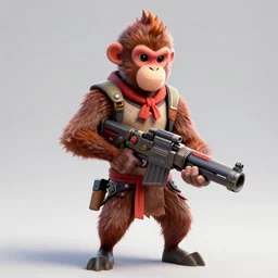 monkey king as a fortnite character. with a machine gun, in fortnite