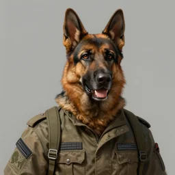 portrait of a humanoid german shepherd beast - man in military style, highly detailed portrait, digital painting, artstation, concept art, smooth, sharp foccus ilustration, artstation hq