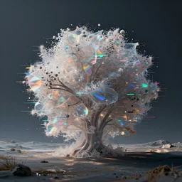 dream landscape, simulation, glitch art, volumetric object, physical particles, translucence, cinematic lighting, iridescence, by ash thorpe