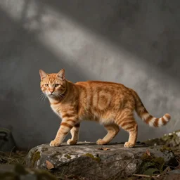 ginger cat. mid action, symmetrical balance