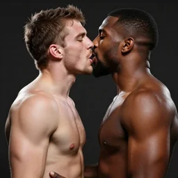 Shirtless Tyler 1 and Jerma985 intensely making out, realistic, hyperrealistic, highly detailed, very detailed, 8k resolution, real life, HD quality, dramatic, studio quality lighting
