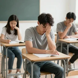Mark sitting in a classrom getting bullied