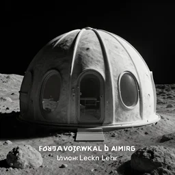 desaturated exterior view of a dome habitat on an asteroid in space greg rutkowski paul lehr digital awardwinning