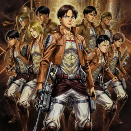 high intricate painting of attack on titan, dieselpunk, full shot, neil gaiman, maria panfilova, andrea savchenko, mike kime, ludovic plouffe, qi sheng luo, oliver cook, julian calle, eddie mendoza, trending on artstation