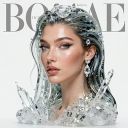 sculpture made of glass, crystals, diamonds and some ice, amazing portrait of Bella Hadid::female, liquids, caustics, vfx, transparency, harper's bazaar, vogue, magazine, insanely detailed and intricate, concept art, close up, ornate, luxury, elite, elegant, trending on artstation::by ruan jia, by Kenneth Willardt, by ross tran, by WLOP, by Andrei Riabovitchev