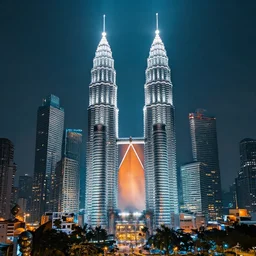 futuristic cyberpunk malaysia city skyline,
