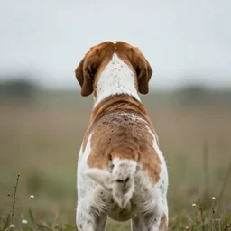 a back view of a hunting hound,