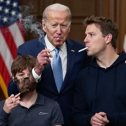 a candid photo of joe biden smoking crack cocaine with his son.