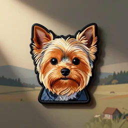 a retro vintage minimalist clean cute yorkshire terrier patch