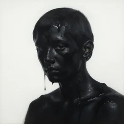 award - winning painting of a person infested with pitch black, tar - like, shadow roots with lots of tendrils on the skin, black veins, intricate detail, deep black roots, infestation, shadowy, lovecraftian, beksinksi, black and white, chiaroscuro, portrait painting, medium full shot