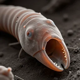 hydrothermal polychaeta worm head, jaws, coloured scanning electron micrograph
