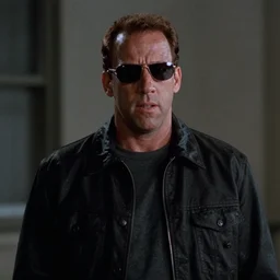 Film still of vin diesel as The Terminator in The Terminator (1984 movie), 4k, photorealistic, a bit blurry, film grain