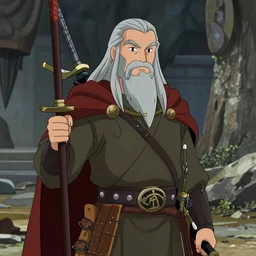 A still of Gandalf in the style of Samurai Jack( 2001), digital art