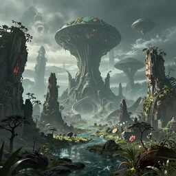 eldrich alien world landscape