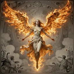burning wings of lucifer falling from the heavens, elegant, beautiful, engraving, concept art, elden ring, illustration, smooth, sharp focus, by gustave dore and greg rutkowski, hyper realistic, ephemeral, dramatic lighting, fantasy art, in the style of midjourney, intricate, alphonse mucha, hyper detailed