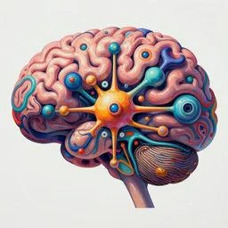an impossible digital art close - up painting of a hyper - psychedelic brain synapse, beeple and jean giraud, conceptual, abstract symmetrical geometrical shapes, cinema 4 d