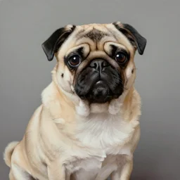 a masterpiece painting of a pug dog portrait, in the style of artur bordalo, digital art, muted colors