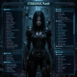 GUI for a program that analyzes nightmare entities, cyberpunk, horror, System Shock 2, Shin Megami Tensei, Deus Ex