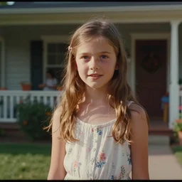 Home video footage, A girl playing in the McDaniel's, summer. Color VHS picture quality with mixed noise, Filmed by dad.