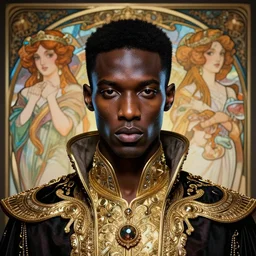 portrait of a handsome cyberpunk african man, beautiful symmetrical face, fantasy, regal, by stanley artgerm lau, greg rutkowski, thomas kindkade, alphonse mucha, loish, norman rockwell.