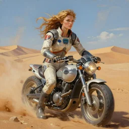 moebius and ralph mcquarrie mechanic rider driver character concept art, futuristic sci - fi painting, speed racer, dune, the incal