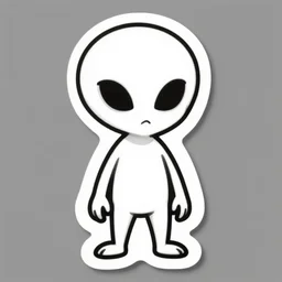 sticker illustration of an funny white skin alien