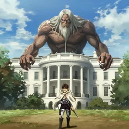 gandalf attacks the white house, as an ugly titan, attack on titan, shingeki no kyojin, film still, wide open city