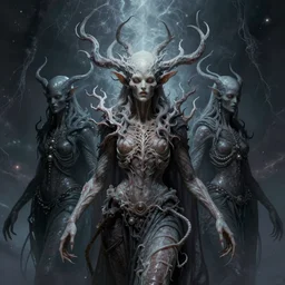 lovecraftian eldritch gods, beautifully detailed, smooth, epic, cinematic lighting, 4 k, illustration, portrait, cosmic horror, by charlie bowater and andree wallin