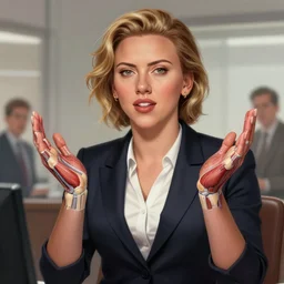 Scarlett Johansson as a office boss, anatomy, only two hands, highly detailed, digital painting, artstation, concept art, smooth, sharp focus, illustration, Unreal Engine 5, 8K, art by art by artgerm and greg rutkowski and edgar maxence