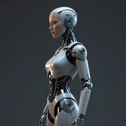 photo of a cybernetic woman, side left view, dramatic lighting, concept art by cedric peyravernay maciej kuciara, ratio!, medium shot, ground angle, uhd 8 k, shallow depth of field, cgsociety, trending in artstation, neo figurative, unreal engine, physically based rendering