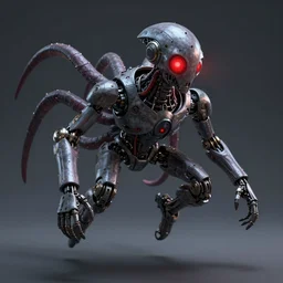 portrait of a futuristic evil tentacle flying robot with one red glowing eye, concept art, 3 d octane renderer, super detailed