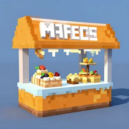 3 d realistic with minecraft textures pixel art of orange frozen food shop