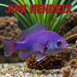 a purple monkey dishwasher in the style of a Jimi Hendrix album cover