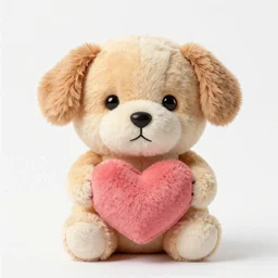 plushie dog with a plushie heart