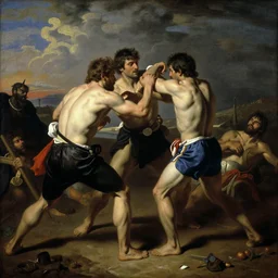 rappers in a brawl in the style of jean - leon gerome