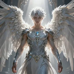 archangel daniel by tsuyoshi nagano, illustration, cinematic lighting, hyperdetailed, 8 k, symmetrical, face enhance, elegant, frostbite 3 engine, cryengine, dof, trending on artstation, digital art, crepuscular ray
