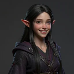 Clothed.realistic style at CGSociety by WLOP,ilya kuvshinov,krenz cushart,Greg Rutkowski,trending on artstation.Zbrush sculpt colored,Octane render in Maya,Houdini VFX.Realistic fantasy cute young elven girl who is dark disciple,expressing joy,wearing mystic robe,silky hair, deep eyes.Oil painting.Cinematic dramatic atmosphere,sharp focus,soft volumetric studio lighting.